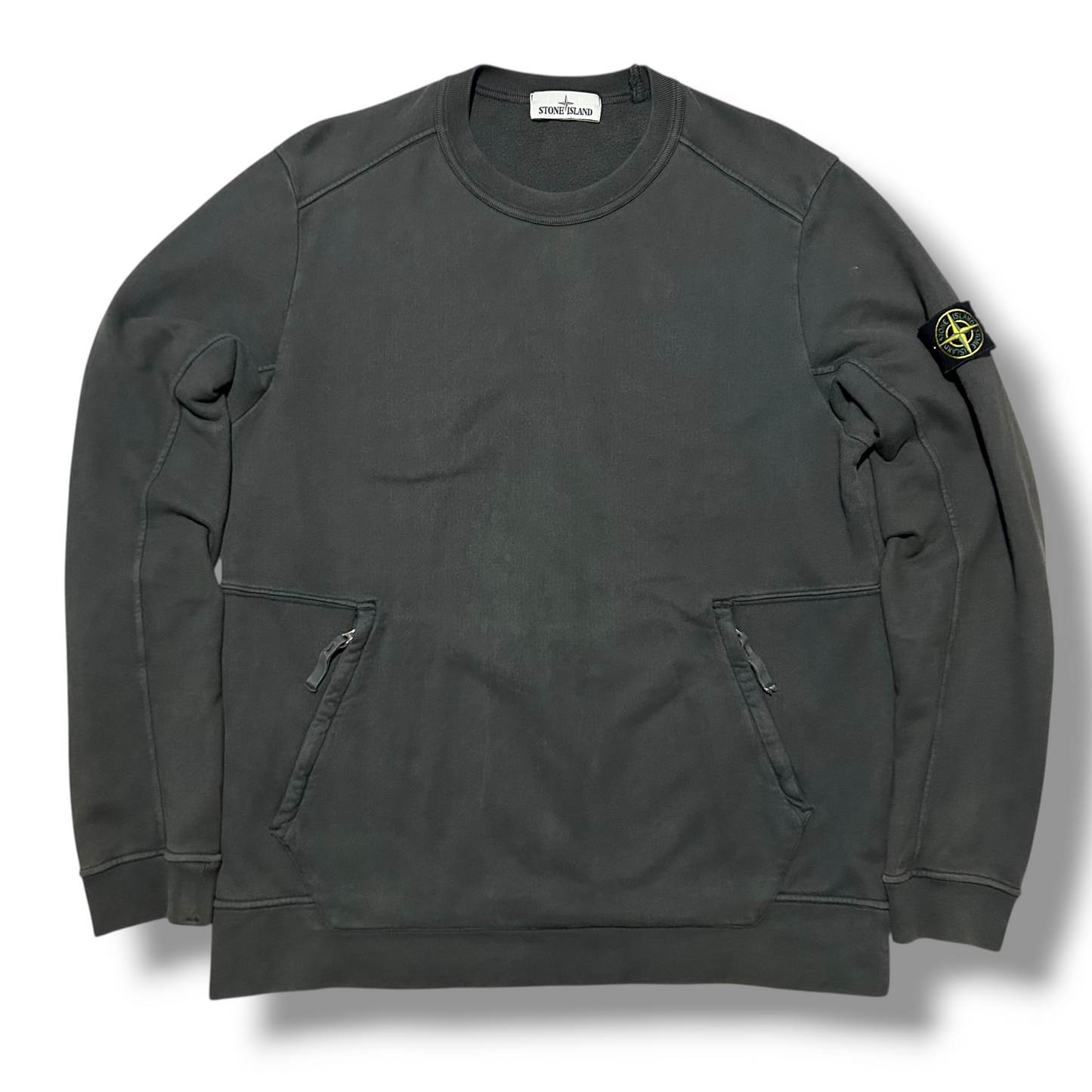 Stone Island Dark Green Spellout Crewneck Sweatshirt - XL