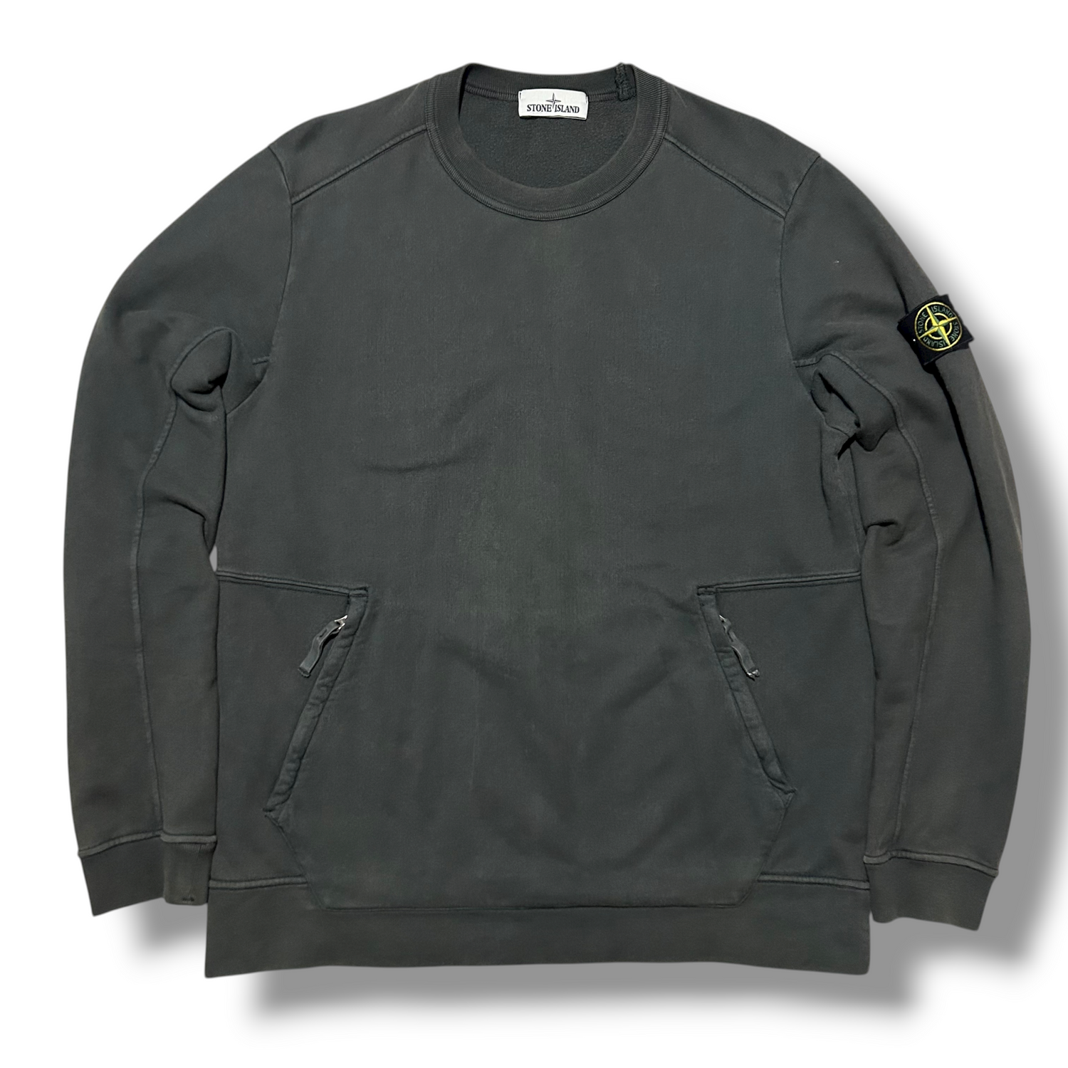 Stone Island Dark Green Spellout Crewneck Sweatshirt - XL