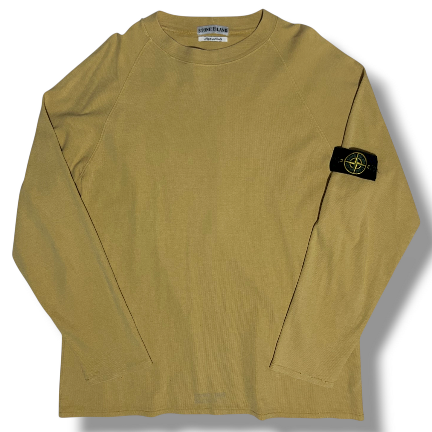 Stone Island SS/1995 Garment Dyed Crew Sweatshirt Size XL Mustard Yellow