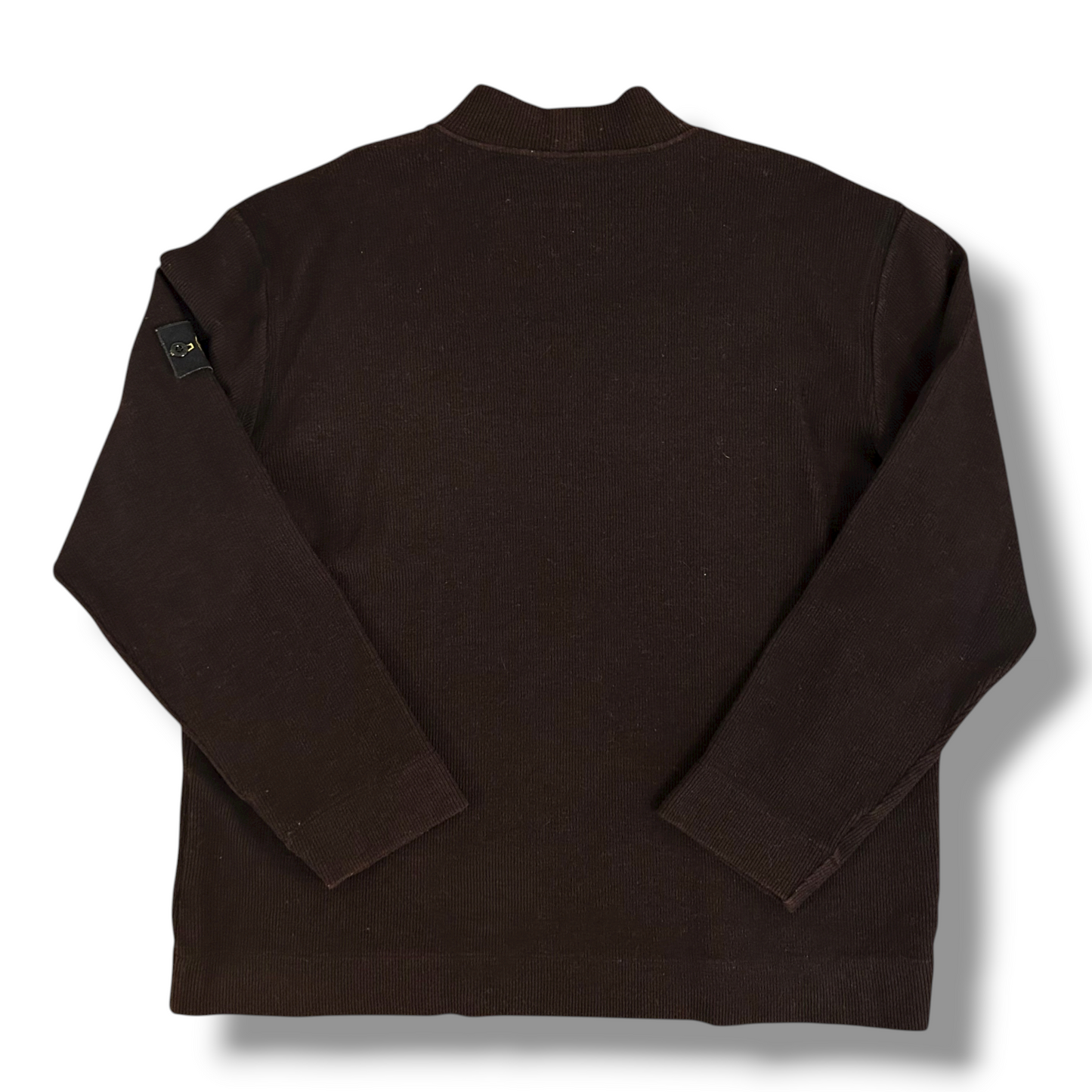 Stone Island 1999 Brown Ribbed Wool Vintage Pullover Mock Neck Jumper - XL