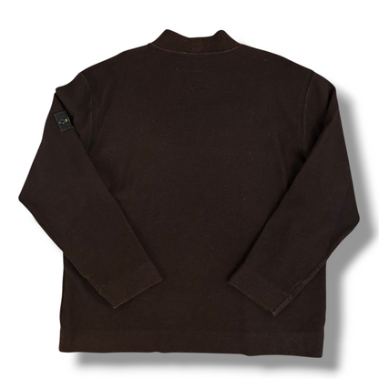 Stone Island 1999 Brown Ribbed Wool Vintage Pullover Mock Neck Jumper - XL