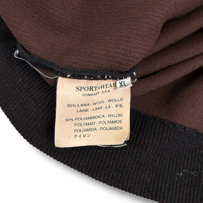 Stone Island 1999 Brown Ribbed Wool Vintage Pullover Mock Neck Jumper - XL